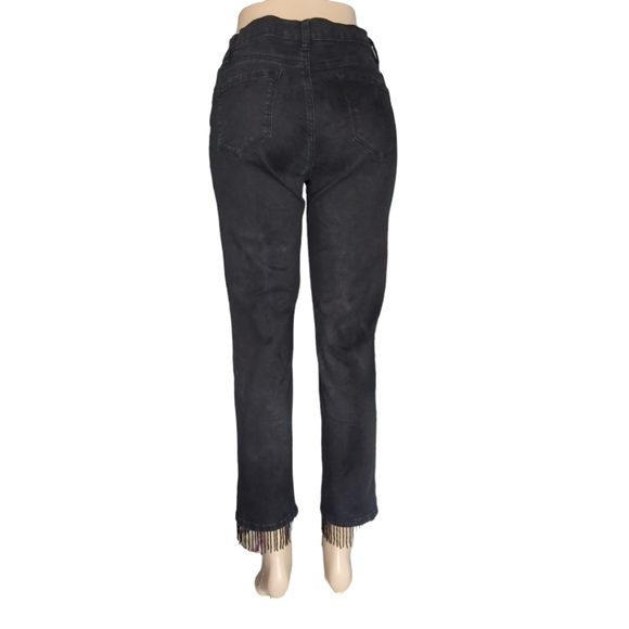 DG2  Diane Black Embellished Beaded Five Pockets Ankle Gorgeous pants Size 8. - Picture 8 of 17